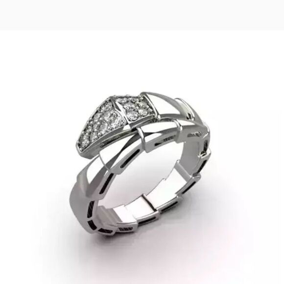 The Sparkling Serpent Ring in sterling silver and lab created diamonds sz 6.5 - Picture 6 of 13